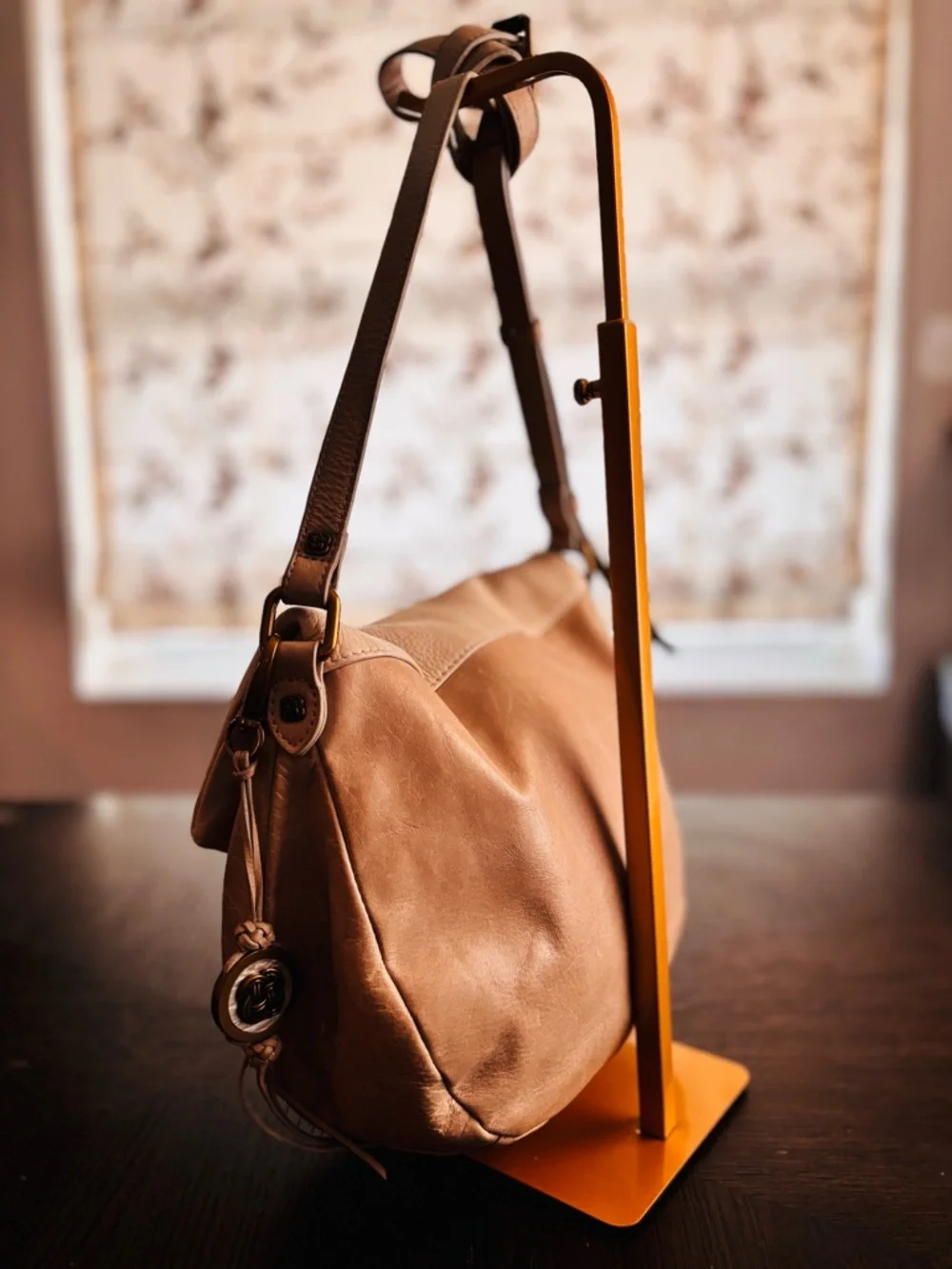 Elliott Lucca Boho Leather Crossbody Hobo Bag Neutral Taupe Purse
